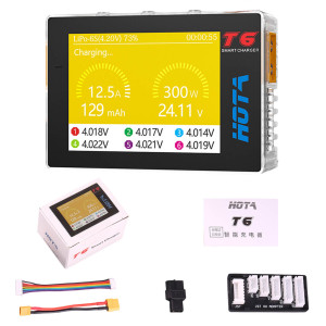 Зарядное устройство HOTA T6 — DC 300W / PD 90W, 1 канал, 15A, LiPo/LiHV/LiFe/Li-ion/NiMH/Pb 1–6S, IPS-экран 2.4"
